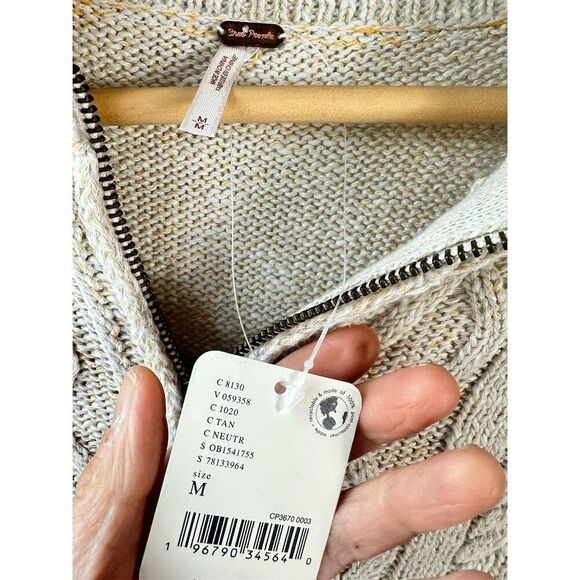 Free People Mont Blanc Beige Long Sleeve Mini Sweater Dress Size M - Picture 7 of 7